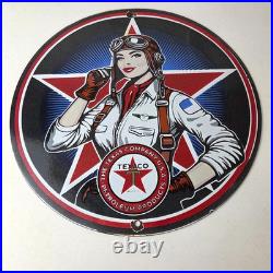 Vintage Texaco Gasoline Sign Aviation Gas Pump Porcelain Sign