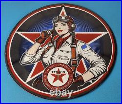 Vintage Texaco Gasoline Sign Aviation Pilot Gas Pump Porcelain Military Sign Vintage Texaco Gasoline Sign Aviation Pilot Gas Pump Porcelain Military Sign