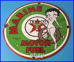 Vintage Texaco Gasoline Sign Betty Boop Gas Motor Oil Pump Porcelain Sign