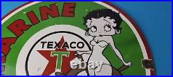 Vintage Texaco Gasoline Sign Betty Boop Gas Motor Oil Pump Porcelain Sign