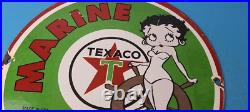 Vintage Texaco Gasoline Sign Betty Boop Gas Motor Oil Pump Porcelain Sign