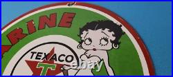 Vintage Texaco Gasoline Sign Betty Boop Gas Motor Oil Pump Porcelain Sign