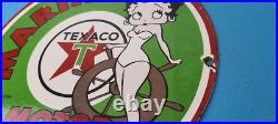 Vintage Texaco Gasoline Sign Betty Boop Gas Motor Oil Pump Porcelain Sign