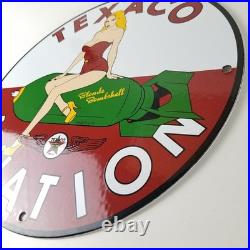 Vintage Texaco Gasoline Sign Blonde Bombshell Gas Pump Ad Porcelain Sign
