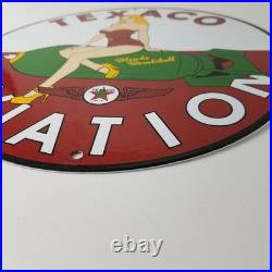 Vintage Texaco Gasoline Sign Blonde Bombshell Gas Pump Ad Porcelain Sign