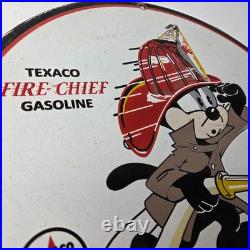 Vintage Texaco Gasoline Sign Chevrolet Felix The Cat Porcelain Gas Pump Sign
