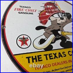 Vintage Texaco Gasoline Sign Chevrolet Felix The Cat Porcelain Gas Pump Sign