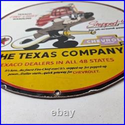 Vintage Texaco Gasoline Sign Chevrolet Felix The Cat Porcelain Gas Pump Sign