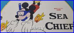 Vintage Texaco Gasoline Sign Disney Mickey Sea Chief Porcelain Gas Pump Sign