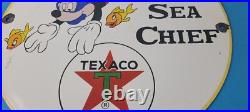 Vintage Texaco Gasoline Sign Disney Mickey Sea Chief Porcelain Gas Pump Sign
