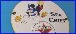 Vintage Texaco Gasoline Sign Disney Mickey Sea Chief Porcelain Gas Pump Sign