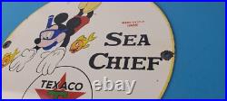 Vintage Texaco Gasoline Sign Disney Mickey Sea Chief Porcelain Gas Pump Sign