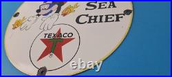 Vintage Texaco Gasoline Sign Disney Mickey Sea Chief Porcelain Gas Pump Sign