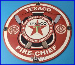 Vintage Texaco Gasoline Sign Fire Chief Axes Sign Porcelain Station Pump Sign