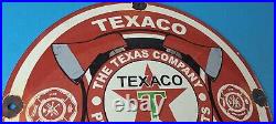 Vintage Texaco Gasoline Sign Fire Chief Axes Sign Porcelain Station Pump Sign