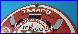 Vintage Texaco Gasoline Sign Fire Chief Axes Sign Porcelain Station Pump Sign