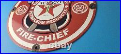 Vintage Texaco Gasoline Sign Fire Chief Axes Sign Porcelain Station Pump Sign