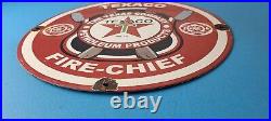 Vintage Texaco Gasoline Sign Fire Chief Axes Sign Porcelain Station Pump Sign