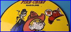 Vintage Texaco Gasoline Sign Fire Chief Dennis Menace Gas Service Pump Sign