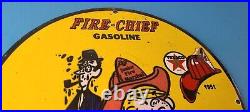 Vintage Texaco Gasoline Sign Fire Chief Dennis Menace Gas Service Pump Sign