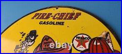 Vintage Texaco Gasoline Sign Fire Chief Dennis Menace Gas Service Pump Sign