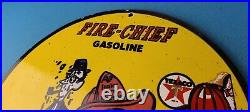 Vintage Texaco Gasoline Sign Fire Chief Dennis Menace Gas Service Pump Sign