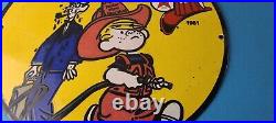 Vintage Texaco Gasoline Sign Fire Chief Dennis Menace Gas Service Pump Sign