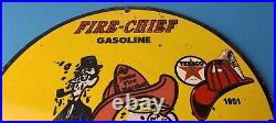 Vintage Texaco Gasoline Sign Fire Chief Dennis Menace Gas Service Pump Sign