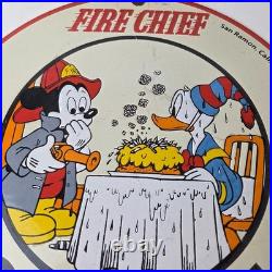 Vintage Texaco Gasoline Sign Fire Chief Disney Mickey Gas Pump Porcelain Sign