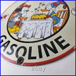 Vintage Texaco Gasoline Sign Fire Chief Disney Mickey Gas Pump Porcelain Sign