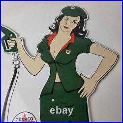 Vintage Texaco Gasoline Sign Gas Attendant Gas Pump Ad Porcelain Sign