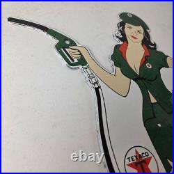 Vintage Texaco Gasoline Sign Gas Attendant Gas Pump Ad Porcelain Sign