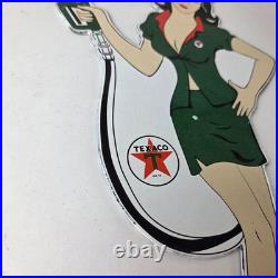 Vintage Texaco Gasoline Sign Gas Attendant Gas Pump Ad Porcelain Sign