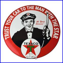 Vintage Texaco Gasoline Sign Gas Motor Oil Pump Plate Porcelain Sign