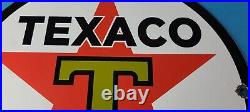 Vintage Texaco Gasoline Sign Gas Motor Oil Pump Plate Porcelain Sign