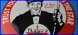 Vintage Texaco Gasoline Sign Gas Motor Oil Pump Plate Porcelain Sign