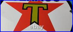 Vintage Texaco Gasoline Sign Gas Motor Oil Pump Plate Porcelain Sign