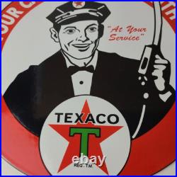 Vintage Texaco Gasoline Sign Gas Motor Oil Pump Plate Porcelain Sign