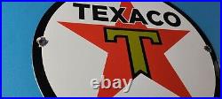 Vintage Texaco Gasoline Sign Gas Motor Oil Pump Plate Porcelain Sign