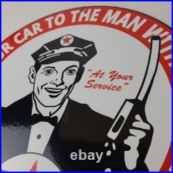 Vintage Texaco Gasoline Sign Gas Motor Oil Pump Plate Porcelain Sign