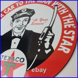 Vintage Texaco Gasoline Sign Gas Motor Oil Pump Plate Porcelain Sign