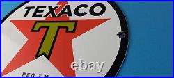 Vintage Texaco Gasoline Sign Gas Motor Oil Pump Plate Porcelain Sign