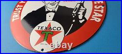 Vintage Texaco Gasoline Sign Gas Motor Oil Pump Plate Porcelain Sign