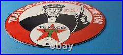 Vintage Texaco Gasoline Sign Gas Motor Oil Pump Plate Porcelain Sign