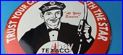 Vintage Texaco Gasoline Sign Gas Motor Oil Pump Plate Porcelain Sign