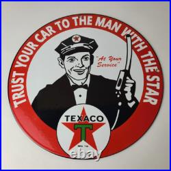 Vintage Texaco Gasoline Sign Gas Motor Oil Pump Plate Porcelain Sign