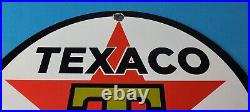 Vintage Texaco Gasoline Sign Gas Motor Oil Pump Plate Porcelain Sign