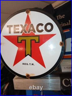 Vintage Texaco Gasoline Sign Gas Motor Oil Pump Station Porcelain Metal Sign Vintage Texaco Gasoline Sign Gas Motor Oil Pump Station Porcelain Metal Sign