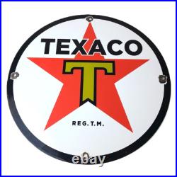 Vintage Texaco Gasoline Sign Gas Motor Oil Pump Station Porcelain Sign
