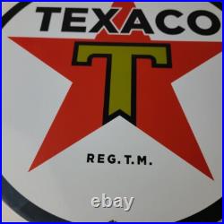 Vintage Texaco Gasoline Sign Gas Motor Oil Pump Station Porcelain Sign